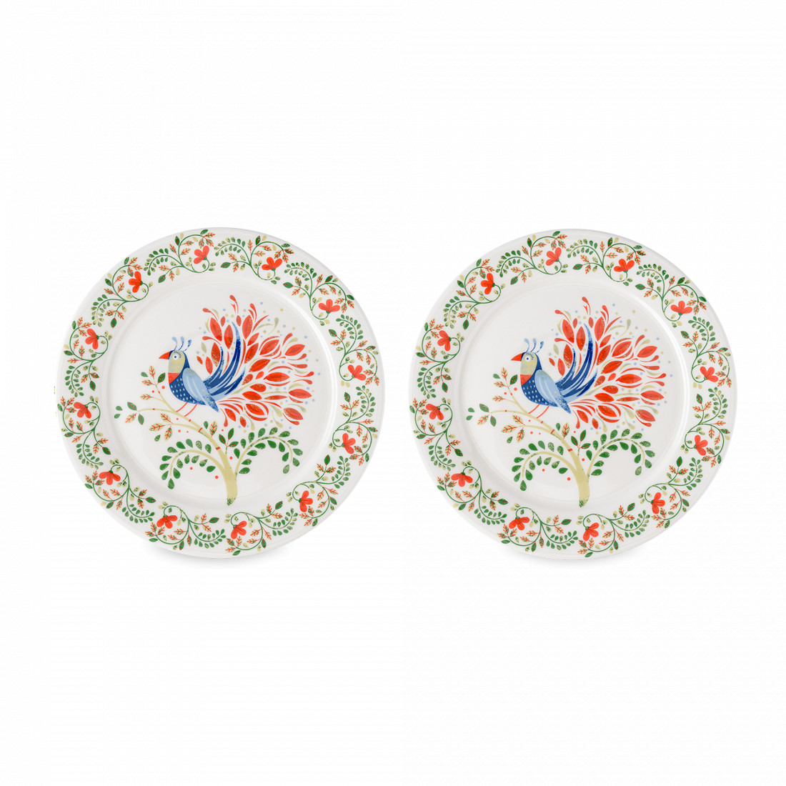 Набор из 2-х закусочных тарелок Fantail Bird, 21 см, фарфор, белый, декор, серия Birds of Paradise, LIBERTY JONES, Россия