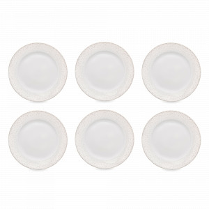 Набор из 6-ти десертных тарелок, 19 см, фарфор, белый, декор, серия Жемчуг, REPAST, Чехия, Тарелки REPAST