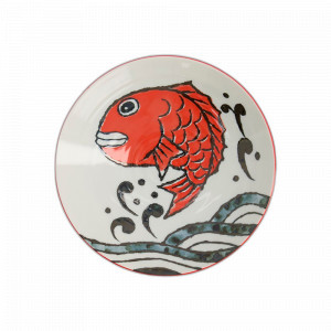 Тарелка для пасты Snapper, 22 см, 900 мл, фарфор, белый, красный, серия Seafood, TOKYO DESIGN, Нидерланды, Тарелки для пасты