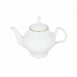 Чайник заварочный, 700 мл, фарфор, белый, золотой, серия Белый узор, BERNADOTTE, Чехия, Чайники заварочные