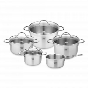 Набор посуды 9 предметов: 4 кастрюли, 1 ковш, 4 стеклянные крышки, серия Top Collection, ELO, Германия, Скидка -20 % на посуду ELO