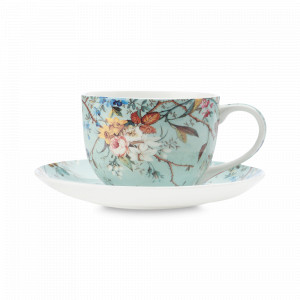 Чашка чайная с блюдцем (чайная пара) из фарфора «Луг», 250 мл, фарфор, голубой, декор, MAXWELL WILLIAMS, Австралия, MAXWELL & WILLIAMS (Австралия)