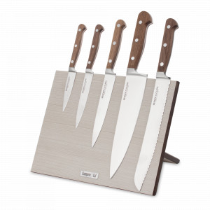 Набор кухонных ножей, 5 штук, на магнитной подставке ComposeEat, серия Classic Walnut, BERGER CUTLERY, Германия, Набор ножей