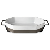 Блюдо для запекания  с подставкой White/Grey, 42.5 х 25.5 см, 3.23 л, керамика, сталь, белый, серый, серия Plano, COSTA NOVA, Португалия