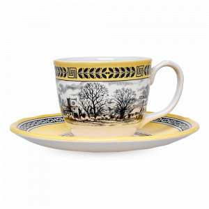 Пара кофейная, 90 мл, фарфор, белый, декор, серия Halcyon, GRACE BY TUDOR, Великобритания, GRACE BY TUDOR (Великобритания)