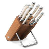 Набор из 6-ти кухонных ножей с мусатом и ножницами в деревянной подставке, серия Ikon Cream White, WUESTHOF, Золинген, Германия