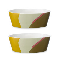 Набор салатников, 2 предмета, 16 см, фарфор, горчичный с авторским принтом, серия Freak Fruit, TKANO, Россия