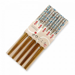Набор из 5-ти пар палочек для еды, 22.5 см, бамбук, бежевый, декор, ROOMERS TABLEWARE, Нидерланды, Палочки для суши
