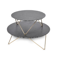 Блюдо двухярусное сервировочное, 34 х 20 см, металл, натуральный камень, серия Arteza, KITCHEN CRAFT, Великобритания