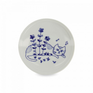 Тарелка десертная, 14.3 см, керамика, синий, белый, серия Neko Maruke, TOKYO DESIGN, Нидерланды, Тарелки десертные