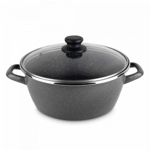 Кастрюля низкая с крышкой, 28 см, сталь, стеклоэмаль, черный, серия K2, VITRINOR, Испания, Посуда антипригарная