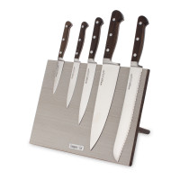 Набор кухонных ножей, 5 штук, на магнитной подставке ComposeEat, серия Classic Smoked Oak, BERGER CUTLERY, Германия