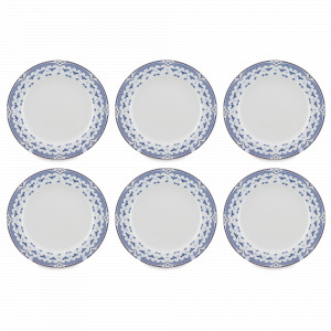 Набор из 6-ти обеденных тарелок, 25 см, фарфор, белый, синий, серия Гжель, REPAST, Чехия, Тарелки REPAST