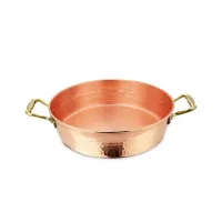 Таз для варенья с ручками «Лист», медь кованая, 26 х 6.4 см, 3 л., серия Медная посуда, Кольчугинский Мельхиор, Россия, 