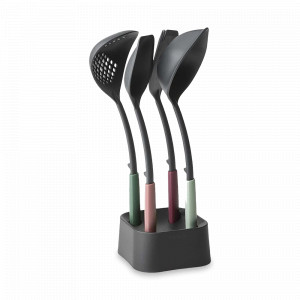 Набор из 4-х кухонных инструментов на подставке, нейлон, пластик, темно-серый, серия Tasty+, BRABANTIA, Бельгия, Tasty+ BRABANTIA