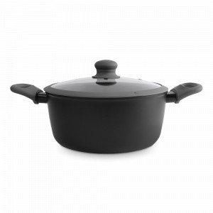 Кастрюля с крышкой, 3.9 л, 24 см, алюминий с антипригарным покрытием, серо-черный, серия Robust, ANNA LAFARG, Китай, Скидка до -20% на бренд ANNA LAFARG