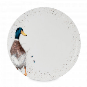Тарелка обеденная «Утка», 27 см, костяной фарфор, белый, декор, серия Wrendale Designs, ROYAL WORCESTER, Великобритания, Плоские тарелки белые