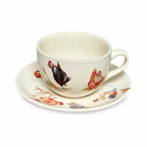 Пара чайная, 240 мл, фарфор, белый, декор, серия Country Farmyard, GRACE BY TUDOR, Великобритания, Чайные пары из фарфора