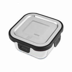 Контейнер квадратный для пищевых продуктов МИЛО, 13.5 см, 500 мл, боросиликатное стекло, нержавеющая сталь, GEFU, Германия, Контейнеры и термосы GEFU