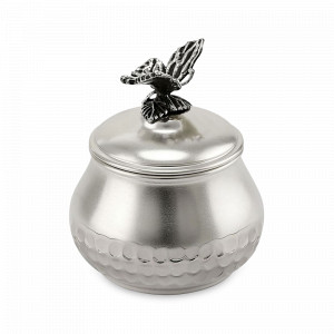 Сахарница «Бабочка», 75 мл, медь кованая, серебристый, серия Летний сад, Кольчугинский Мельхиор, Россия, Сахарницы