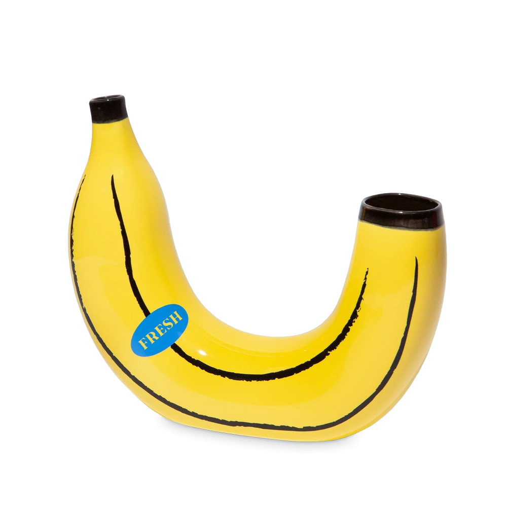 Ваза для цветов Banana, 19 см, керамика, желтый, DOIY, Испания