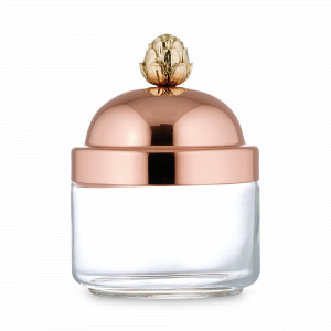 Банка для хранения сыпучих продуктов из стекла, диаметр 10 см, объем 0,5 л, стеклянная с медной крышкой, с  бронзовой декорированной ручкой, серия 8000 Stampi &amp; Barattoli, RUFFONI, Италия, RUFFONI (Италия)