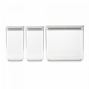 Набор из 3-х модульных контейнеров для продуктов, 2 х 1.6 л + 3.5 л, пластик, светло-серый, серия Tasty+, BRABANTIA, Бельгия, Контейнеры для продуктов BRABANTIA