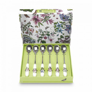 Набор чайных ложек «Ботанический сад», 6 штук, 15 см, нержавеющая сталь, фаянс, стальной, декор, серия Botanic Garden, PORTMEIRION, Великобритания, PORTMEIRION (Великобритания)
