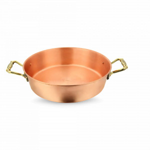 Таз для варенья с ручками «Лист», медь,  26 х 6.4 см, 3 л., серия Медная посуда, Кольчугинский Мельхиор, Россия, Тазы для варенья