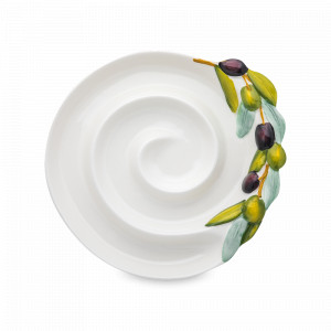 Блюдо круглое, 24 см, керамика, белый, зеленый, серия Оливки, EDELWEISS, Италия, EDELWEISS (Италия)