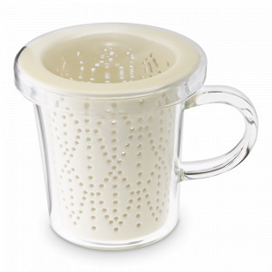Кружка с ситечком, 300 мл, фарфор, стекло, бежевый, серия Weave, LOVERAMICS, Гонконг, Кружки с крышкой
