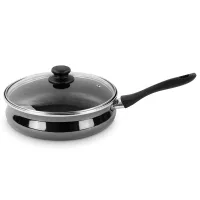 Сотейник с крышкой, 30 см, сталь, стеклоэмаль, черный, серия Authentique Crystal, VITRINOR, Испания, 