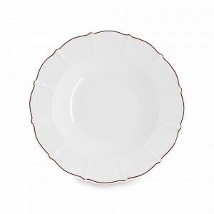 Тарелка суповая «Лотос», 21.5 см, 220 мл, костяной фарфор, белый, золотой, серия Emily, ANNA LAFARG, Китай, Тарелки суповые