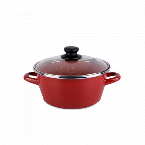 Кастрюля низкая с крышкой, 20 см, 2.5 л, сталь, стеклоэмаль, терракотовый, серия Toscana, VITRINOR, Испания, Посуда из нержавеющей стали