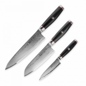 Набор из 3-х кухонных ножей поварская тройка, серия Ypsilon, YAXELL, Япония, Ножи из дамасской стали