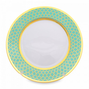 Блюдо круглое Seladon Gold, 32 см, фарфор, оливковый, золотой, серия Constanza Valencia, FALKENPORZELLAN, Германия, Скидка до -30% на фарфор FALKENPORZELLAN