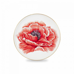 Тарелка десертная Мак Flowers, 19 см, костяной фарфор, белый, декор, серия Emily, ANNA LAFARG, Китай, Тарелки из китайского фарфора