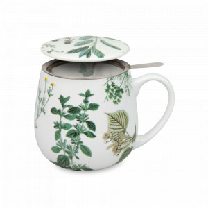 Кружка заварочная «Мой любимый чай с травами», 420 мл, фарфор, белый, KOENITZ, Германия, Кружки с крышкой