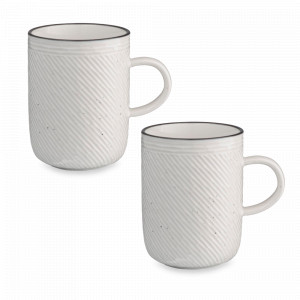 Набор кружек, 2 предмета, 350 мл, фарфор, белый, черный, серия Contour, LIBERTY JONES, Россия, Российский фарфор