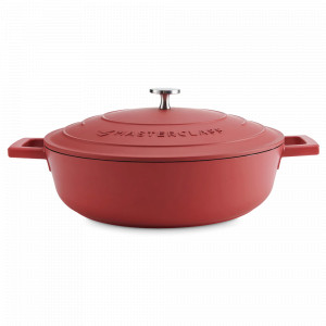 Кастрюля с крышкой низкая, 4 л, 28 см, литой алюминий, красный, серия MasterClass, KITCHEN CRAFT, Великобритания, Посуда алюминиевая