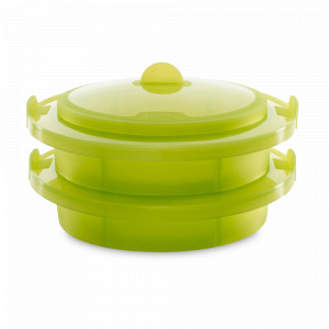 Пароварка двухъярусная, 22 см, силикон, зеленый, LEKUE, Испания, Посуда для приготовления в СВЧ