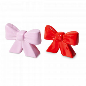 Набор из солонки и перечницы, керамика, красный, розовый, серия Bow, DOIY, Испания, Солонки и перечницы