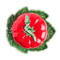 Масленка с крышкой «Томат», 20 х 18 х 9 см, керамика, красный, зеленый, серия Томат, Bordallo Pinheiro, Португалия_00818940052911359745.jpg