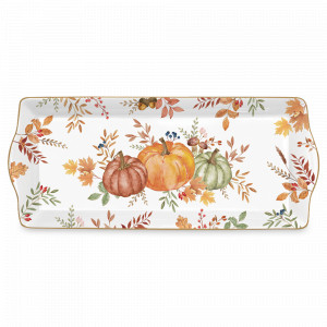 Блюдо прямоугольное, 35 х 15 см, фарфор, белый, декор, серия Тыква, EASY LIFE (R2S), Италия, Прямоугольные блюда для сервировки