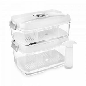 Набор из 2-х вакуумных контейнеров и насоса, 1.4 и 2 л, тритан, белый, серия RD-Round, STATUS, Словения, STATUS (Словения)