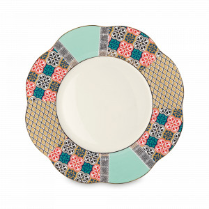 Тарелка обеденная Eutenea, 26.5 см, фарфор, белый, декор, серия Anemone, LE COQ, Италия, Итальянский фарфор