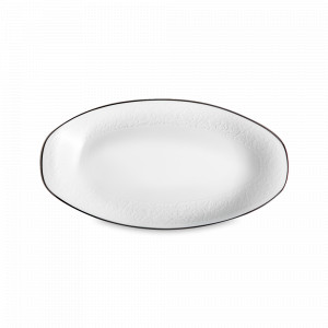 Салатник овальный, 24 см, костяной фарфор, белый, рельеф, серия Рошель, NARUMI, Япония, NARUMI (Япония)