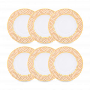 Набор из 6-ти суповых тарелок Creme Gold, 23 см, фарфор, бежевый, золотой, серия Constanza Valencia, FALKENPORZELLAN, Германия, Наборы глубоких тарелок