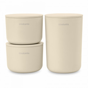Набор емкостей с крышками, 3 предмета, пластик, бежевый, серия ReNew, BRABANTIA, Бельгия, ReNew BRABANTIA