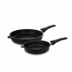 Набор из 2-х сковородок, материал: алюминий, стекло, цвет: черный, серия Frying Pans, AMT, Германия, AMT (Германия)